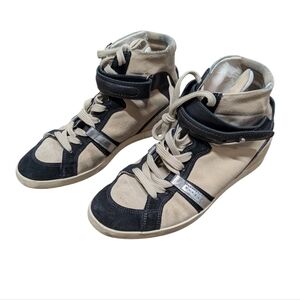 Barbara Bui Black Cream Women's High-Top Wedge Sneakers Size 38 (FR), 8 (US)